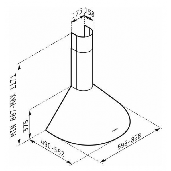 Pyramis 065017901 Απορροφητήρας Καμινάδα Round Chimney 90cm
