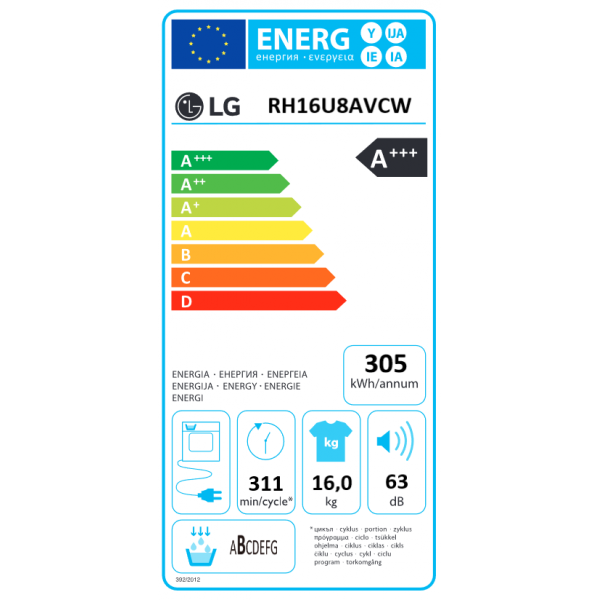 LG RH16U8AVCW Στεγνωτήριο Ρούχων με Αντλία Θερμότητας 16kg Wi-Fi