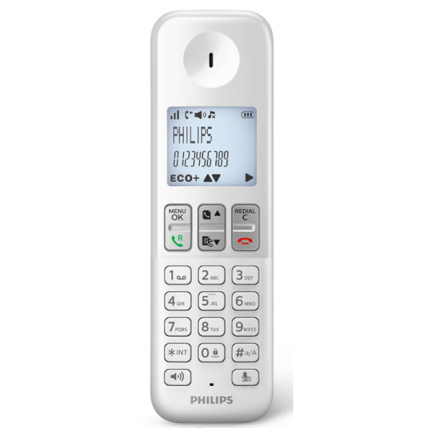 Philips D2501S-34 Ασύρματο Τηλέφωνο με ελληνικό μενού Λευκό-Μπλε
