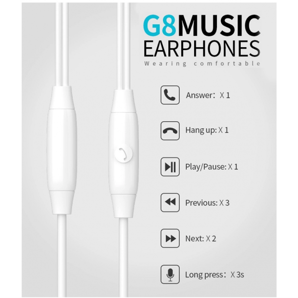 Celebrat G8-BK Ακουστικά earphones με μικρόφωνο, 3.5mm, 1.2m, Μαύρο