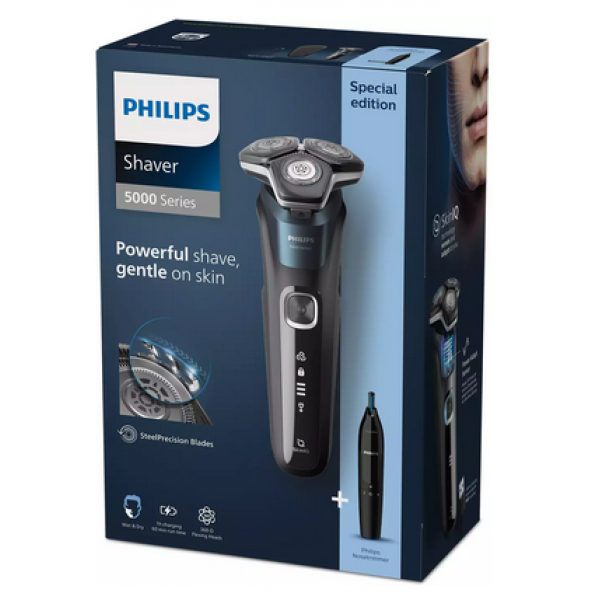 Philips S5889/11 Nose Hair Trimmer & Ξυριστική Μηχανή Προσώπου Επαναφορτιζόμενη, με Τρίμερ για τη Μύτη