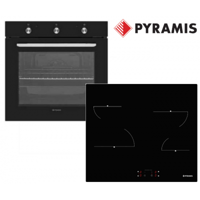 Pyramis PO78031008PBL + PHC61410FMB Σετ Εντοιχισμού Φούρνος 78lt Μαύρο + Κεραμική Εστία