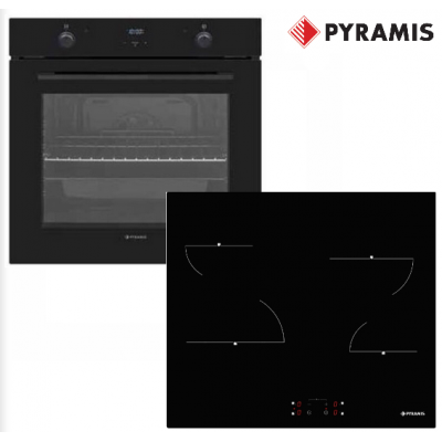 Pyramis PO78052009PBL + PHC61410FMB Σετ Εντοιχισμού Φούρνος 78lt Μαύρο + Κεραμική Εστία