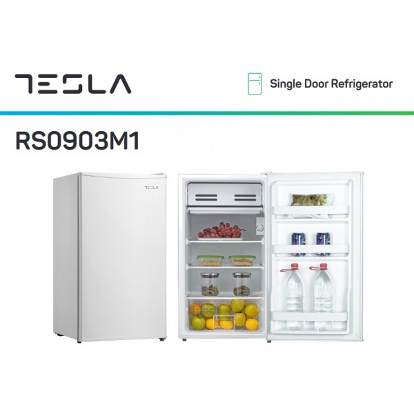 Tesla RS0903M1 Μονόπορτο Mini Bar Ψυγείο, Ενεργειακή F, 93 lt, 85*47.2*45 cm, Λευκό