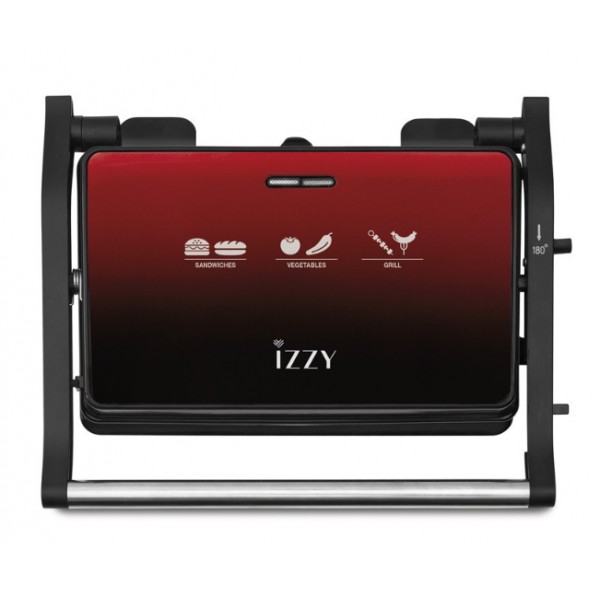 Izzy IZ-2022 224266 Τοστιέρα Γκριλιέρα, 2 θέσεων, 1000W, Κόκκινο