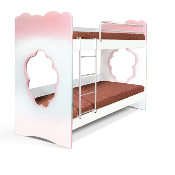 παιδικα επιπλα - εφηβικο δωματιο  - παιδικο δωματιο  - επιπλα εσωτερικου χωρου - Παιδικα Επιπλα - ZBR Νο21 Κουκέτα Λευκό/Ροζ 100x197x180 Παιδικά Επιπλα
