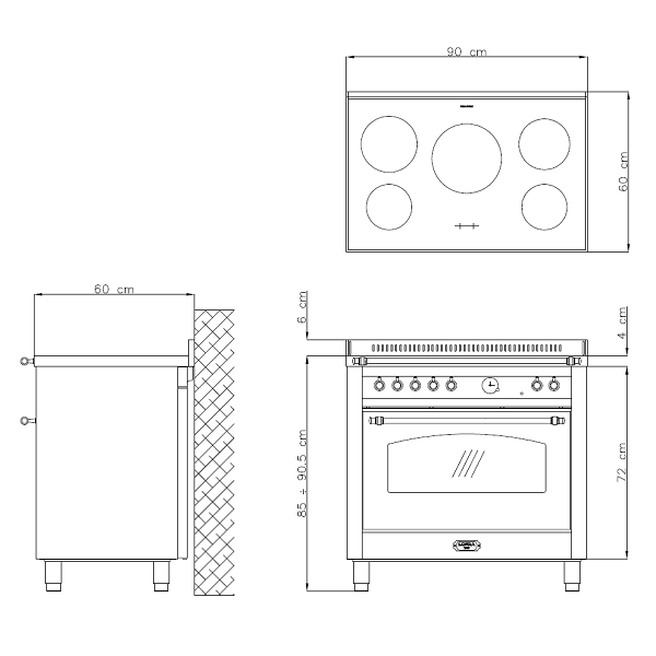 Lofra R BI G96 MFT/5I Ελεύθερη Κουζίνα Επαγωγική Κουζίνες