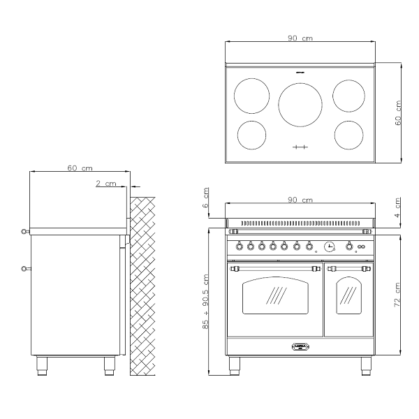 Lofra R BI D96 MFTE/5I Ελεύθερη Κουζίνα Επαγωγική Κουζίνες